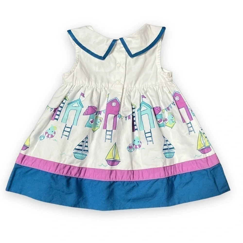 Gymboree Hippos and Bows Cabana Scenic Print Dress‎ 0-3 mo